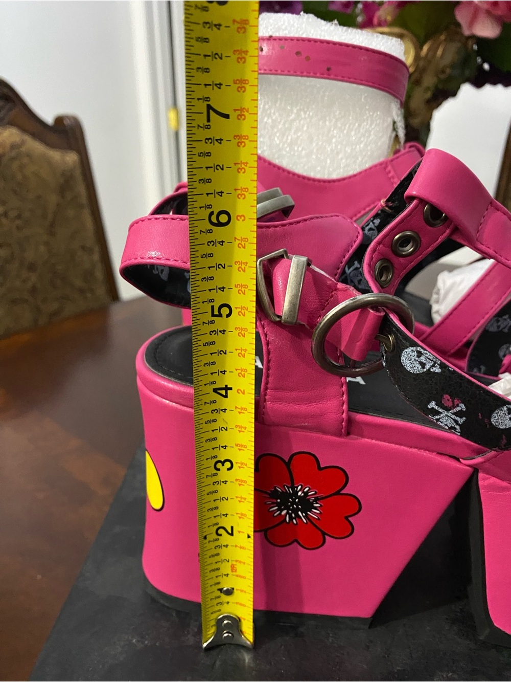 Moda Hot Pink Floral Platform Sandals - Picture 10 of 15
